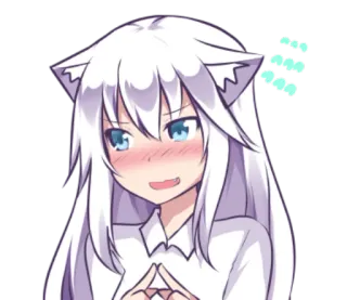😳 chica anime, orejas de gato, lindo, sonrojo, presumido, sonrisa socarrona whatsapp sticker
