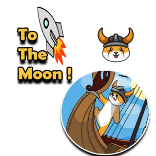 🚀 To The Moon ! doge, księżyc, krypto, wiking, rakieta, mem telegram sticker