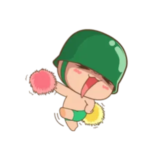 🎉 cartoon, military, soldier, baby, helmet, grenade whatsapp sticker