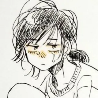 😕 สาวอนิเมะ, มังงะ, ภาพวาด, อารมณ์, เศร้า, น้ำตา telegram sticker