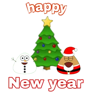 🎄 happy New year 幸せ, 新年, クリスマスツリー, 雪だるま, お祝い, 祝日 telegram sticker