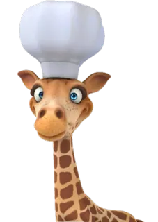👨 Giraffe, Koch, Tier, Cartoon, Hut telegram sticker