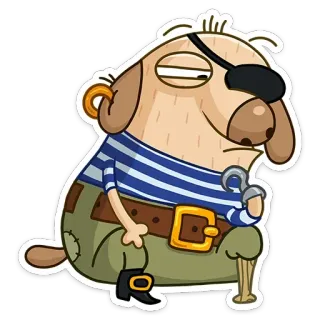 🤔 pirate, dog, cartoon, animal, hook, eyepatch, sticker telegram sticker
