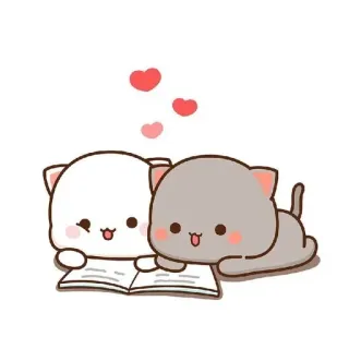 💓 кошки, чтение, любовь, каваи, милый, персиковый кот, кот моти whatsapp sticker