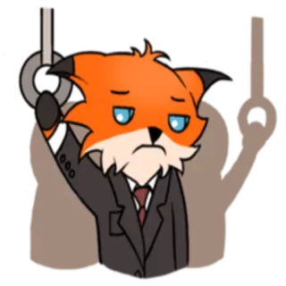 💼 キツネ, 擬人化, ビジネスマン, 悲しい, オフィス, 漫画, キャラクター telegram sticker