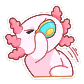 ☕️ Axolotl, Dessin animé, Mignon, Rose, Animal, Idiot whatsapp sticker