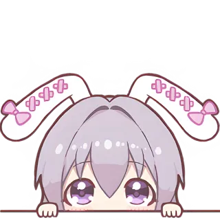 😶 Anime, Cartoon, Leuk, Konijn, Meisje, Kawaii telegram sticker