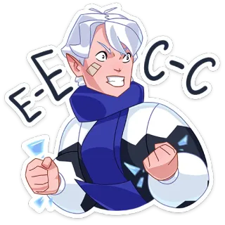 🥳 E-E-C-C ตัวละคร, สติกเกอร์, การ์ตูน, สีหน้า, ผมขาว whatsapp sticker
