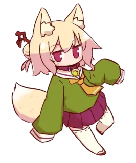 🦊 Anime, Kawaii, Personnage, Fille renard, Oreilles d'animaux, Mignon telegram sticker