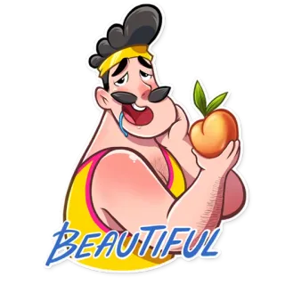 🤤 BEAUTIFUL 아름다운, 남자, 복숭아, 피트니스, 만화 telegram sticker