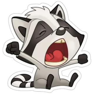 😵 Waschbär, Tier, Cartoon, Süß, Gähnen telegram sticker