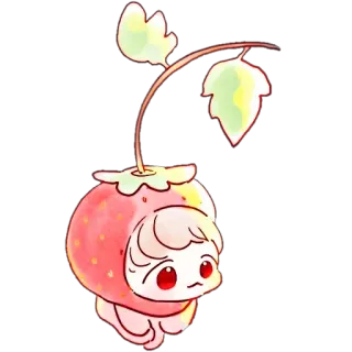 🌨 stroberi, imut, kawaii, kartun, manis, karakter, ilustrasi telegram sticker
