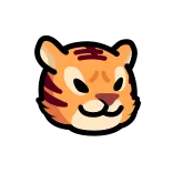 😦 tigre, animale, cartone animato, carino, faccia di tigre, mascotte, adesivo whatsapp sticker