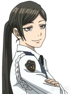😏 Frau, Polizistin, Uniform, Anime whatsapp sticker