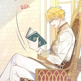 🔑 SSK Hoạt hình, Manga, Hoàng tử, Đọc sách, Ngai vàng, Nam, Ngồi telegram sticker