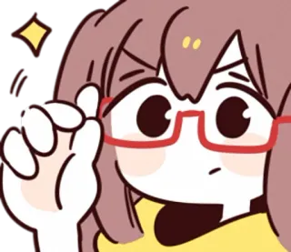 😉 Anime, Dziewczyna, Okulary, Uroczy, Błysk telegram sticker