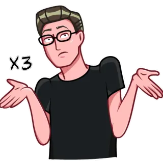 🤔 X3 haussement d'épaules, question, confusion, doute, incertitude, dessin animé whatsapp sticker
