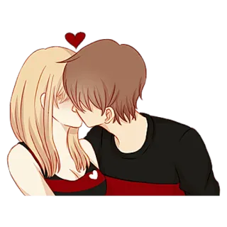 😘 love, couple, kiss, cartoon, romance, affection telegram sticker