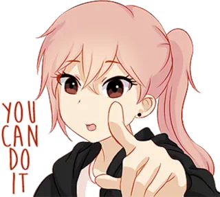 👍 YOU CAN DO IT Anime, Incoraggiamento, Motivazione, Positivo, Messaggio, Ragazza whatsapp sticker
