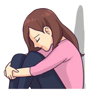 😔 sad, depressed, woman, lonely, sitting, emotional, cartoon, illustration telegram sticker