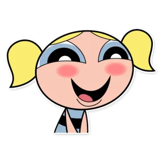 😳 Bubbles The Powerpuff Girls Cartone animato, Carino, Ragazza, Giallo, Blu telegram sticker