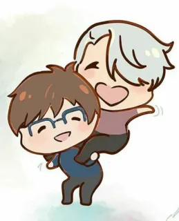 🌈 anime, chibi, cartoon, cute, friendship, piggyback ride telegram sticker