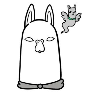 💀 lhama, animal, desenho animado, fantasma, engraçado, fofo, gravata borboleta whatsapp sticker