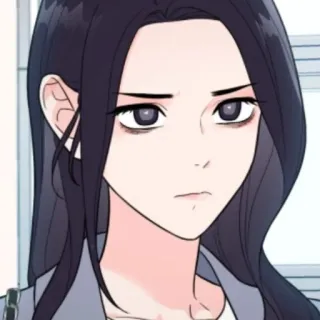 😑 femme, dessin animé, expression, sérieux, animé, manga whatsapp sticker