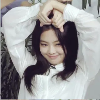 🥟 mulher, retrato, coreano, sorriso, coração, gesto de mão whatsapp sticker