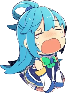 😭 Aqua Konosuba Anime, Aqua, Konosuba, Kreskówka, Płacz, Śmieszne, Naklejka telegram sticker