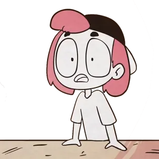 😧 cartoon, personage, illustratie, roze haar, verrast, anime telegram sticker