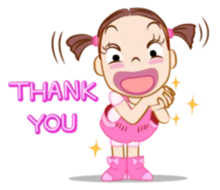 🙏 THANK YOU gracias, dibujos animados, chica, rosa, estrellas, saludo, lindo telegram sticker
