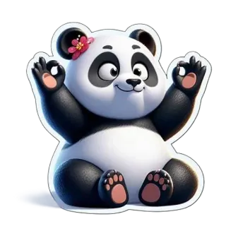 🌟 Panda, Lindo, Animal, Sticker, Dibujo animado, Kawaii whatsapp sticker
