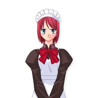 👀 Anime, Maid, Pelo rojo, Lindo, Kawaii telegram sticker