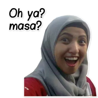 😅 Oh ya? masa? mulher, surpresa, expressão, hijab, meme, indonésio telegram sticker