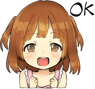 👍 OK Аниме, Девушка, Ок, Милый, Одобрено telegram sticker