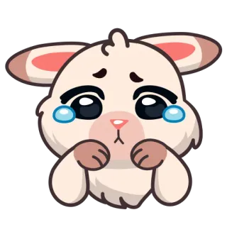 😢 triste, pleurs, lapin, mignon, animal, emoji, dessin animé, larme whatsapp sticker