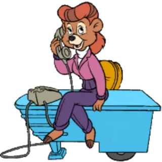 📱 Rebecca Cunningham TaleSpin Cartoon, Tier, Bär, Telefon, Figur, Käpt'n Balu und seine tollkühne Crew telegram sticker