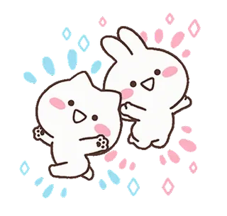 🥳 귀여운, 토끼, 고양이, 만화, 동물 telegram sticker