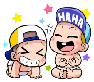 😁 HAHA bebé, llorando, riendo, dibujos animados, alegre, pañal telegram sticker