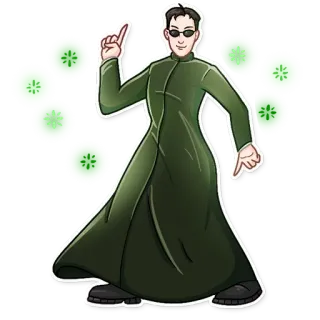 🕺 Neo The Matrix เมทริกซ์, นีโอ, ภาพยนตร์, คีอานู รีฟส์, วิทยาศาสตร์, แฮกเกอร์ telegram sticker