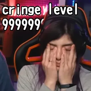 🤦‍♀ cringe level 999999 кринж, уровень, фейспалм, реакция, интернет мем telegram sticker
