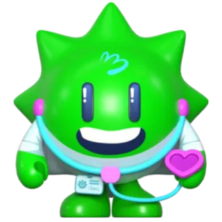 🩺 การ์ตูน, สีเขียว, ตัวละคร, หมอ, หูฟัง, สุขภาพ, น่ารัก telegram sticker