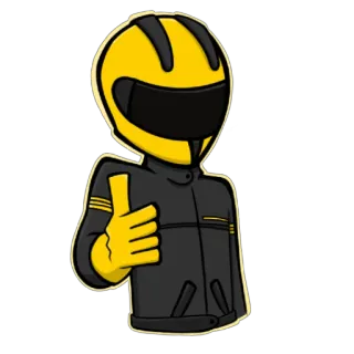 👍 helm, balap, pengemudi, jempol ke atas, sepeda motor telegram sticker