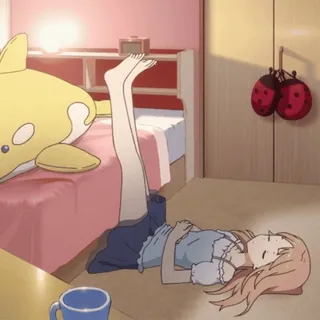 ☺️ 动漫, 女孩, 睡觉, 房间, 可爱, 放松 whatsapp sticker