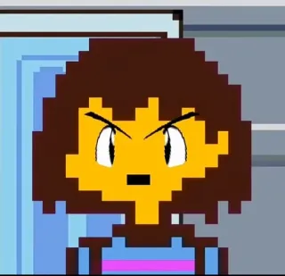 😤 Frisk Undertale video game, pixel art, marah, karakter, frisk, undertale telegram sticker