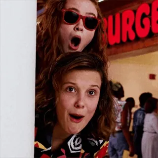 🤣 Eleven Stranger Things sorpreso, adolescenti, amici, anni '80, Stranger Things telegram sticker