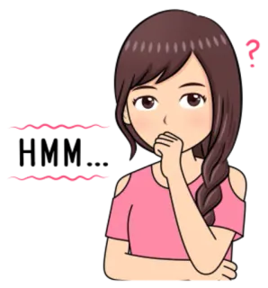 🤔 desenho animado, menina, pensando, pergunta whatsapp sticker