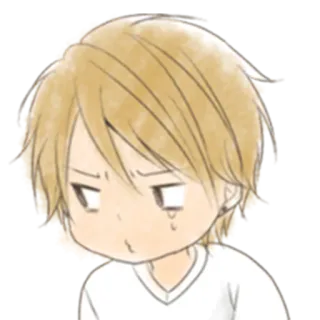 😢 Anime, Manga, Dễ thương, Con trai, Tóc vàng, Chibi, Mồ hôi, Biểu cảm telegram sticker