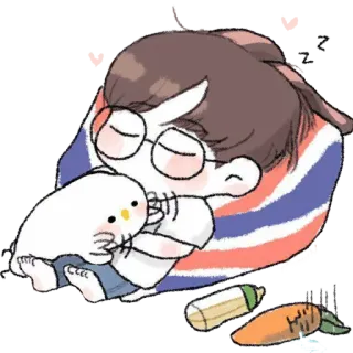 😴 카와이, 만화, 자는, 귀여운, 치비, 동물 telegram sticker